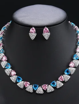 Elegant Multi Color Love Heart Cubic Zirconia Necklace Set Wedding Bridal Necklace Earrings Costume Jewelry Set CN11332 - Aliexpress - FashionsVida