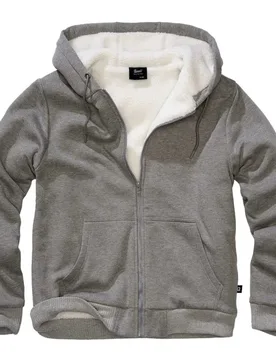 Felpa Con Zip Teddylining Dark Grey Melange 4XL - Brandit - FashionsVida