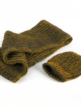 Strickset Mütze & Schal "Alpaka" cognac - 3Pagen - FashionsVida