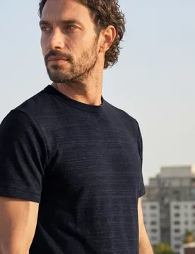 Street One T-Shirt mit Rundhals in Space-Dye-Optik male Blau - Street One MEN - FashionsVida