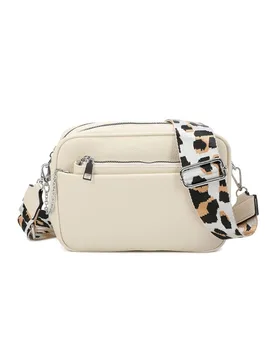 Women's Suni Dual Compartments PU Leather Crossbody Bag with Removable Pouch in Cream - Cream - Size: One Size - Fontanella Fashion - FashionsVida