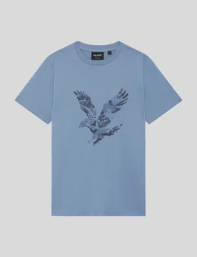 Kids Pixelated Eagle Graphic T-shirt Power Blue - Lyle & Scott - FashionsVida