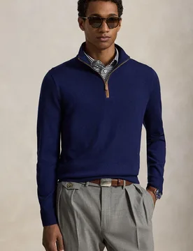 Jersey de hombre de lana con media cremallera - Ralph Lauren - FashionsVida