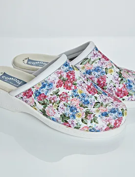 Pagen Leder-Clog "Angela" geblümt - 3Pagen - FashionsVida
