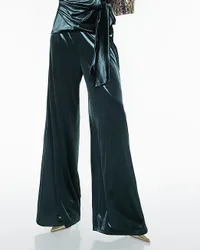 Womens Joggers Green Velvet Wide Leg - Size Small