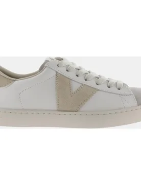 Zapatillas deportivas unisex de piel con piezas de color y puntera de serraje - Victoria - FashionsVida