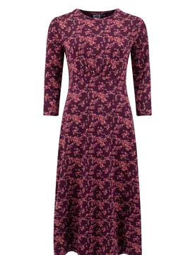 Weird Fish Felicity Printed Jersey Midi Dress Size 16 - new-arrivals all new-arrivals womens women women all-womens women dresses - Purple Wine - FashionsVida