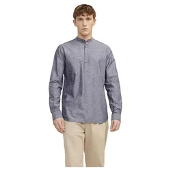 Camicia A Maniche Lunghe Summer Half Placket Linen Faded Denim M