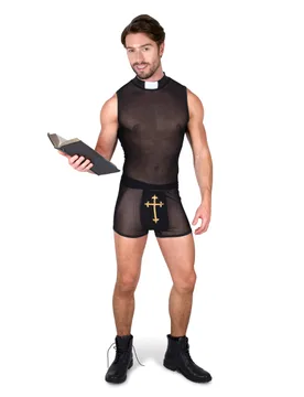 Sexy Herrenkostüm Priester schwarz-gold - male - KARNEVAL-MEGASTORE - FashionsVida