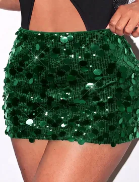 Minifalda ajustado con lentejuelas sexy y de moda para ropa de fiesta de vacaciones S - Shein - FashionsVida