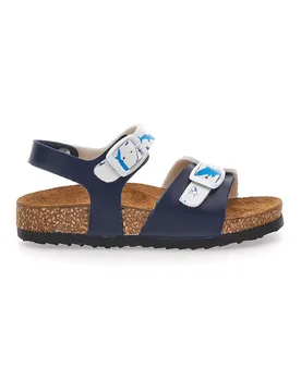 Sandali blu con fantasia marina e plantare in sughero 257A066SR 27 - PITTARELLO BIO - FashionsVida