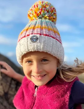Kids Aurora Rib Knit Hat - - Size: ONESIZE - Super Bobble - FashionsVida