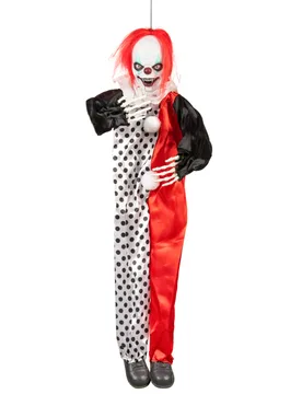 Horror-Clown mit Leuchtaugen Halloween-Deko-Figur schwarz-weiss-rot 90cm - Widmann - FashionsVida