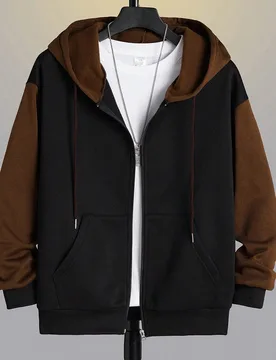 Sudadera con capucha con cremallera, forro térmico y cordón, sin camiseta, para otoño/invierno, de manga larga M - Shein - FashionsVida