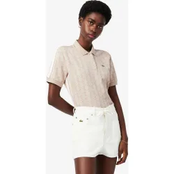 Polo de mujer de corte ajustado de jacquard con monograma de manga corta