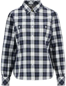 Camisa de mujer de corte holgado con estampado de cuadros y cierre central abotonado - Barbour - FashionsVida