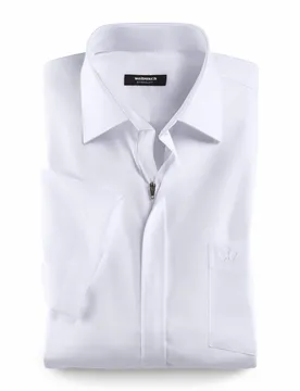 Extraglatt-Hemd Zip & Go, Comfort Fit, Farbe Weiß, 38, reine Baumwolle bügelfrei Herren - Walbusch - FashionsVida