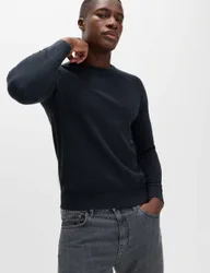 Pure Cotton Crew Neck Jumper Navy male