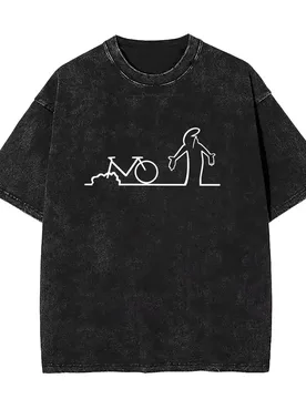 Washed Vintage Osvaldo Cavandoli La Linea Having A Bike Crash Print T Shirt Men Women Anime Funny Oversized Short Sleeve T-shirt - Aliexpress - FashionsVida