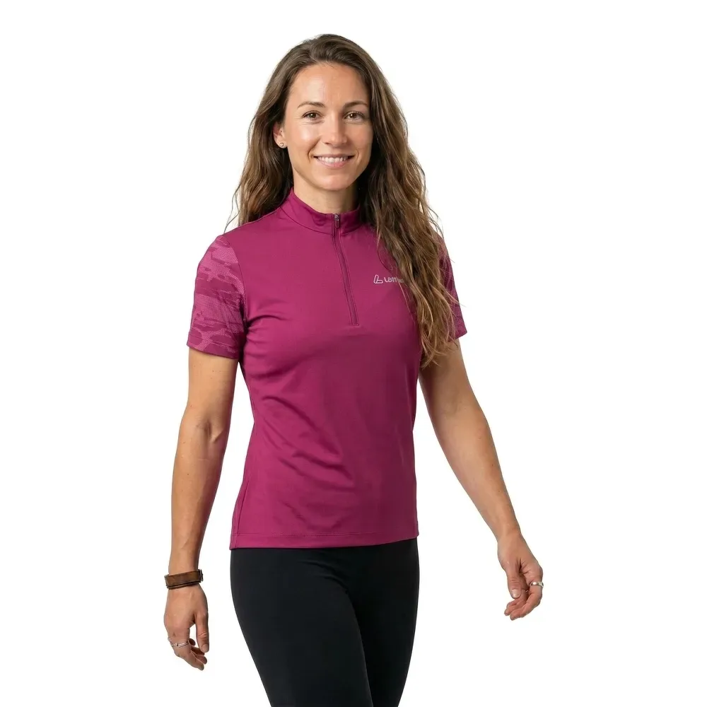 Maglia A Maniche Corte Luna Half Zip Bordeaux - Loeffler - FashionsVida