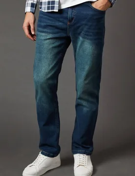 Men's Dark Vintage Wash Stretch Straight Jeans in Dark Wash Size: 36R - Dark Wash - Size: 36R - Burton - FashionsVida