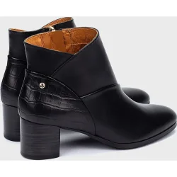 Botines de tacón de mujer de piel con cremallera y tacón bloque