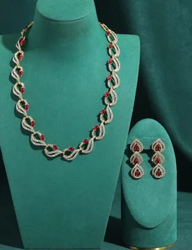 Vintage Red Glazed Heart Jewelry Sets Hollow Out Necklace Earrings Luxury Retro Classic Elegant Brand Party Gifts For Women - Aliexpress - FashionsVida