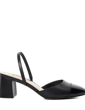 Womens Ladies Careful - Block Heeled Slingback Courts - Black Leather - Size Uk 5 - Dune london - FashionsVida