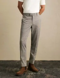 Skinny Fit Check Suit Trousers Grey Mix male