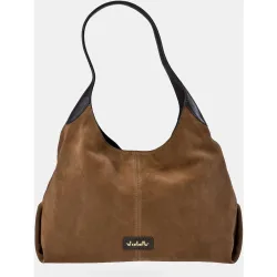 Bolso duffel realizado en serraje y piel napa