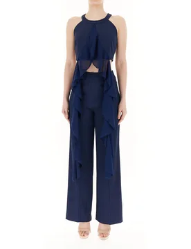 RINASCIMENTO Top con volant BLU M - Rinascimento - FashionsVida