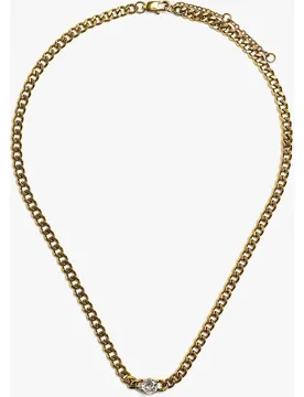 Collar de acero inoxidable de eslabones con circonita decorativa - Parfois - FashionsVida