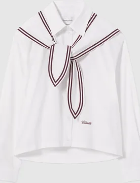 Camisa de mujer de popelín de algodón de manga larga holgada con pañuelo marinero - CLAUDIE PIERLOT - FashionsVida