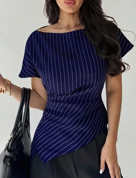 Blusa asimétrica casual y elegante a cuadros, adecuada para ir al trabajo, uso diario casual y vestimenta de negocios de moda / Ropa de otoño para m - Shein - FashionsVida