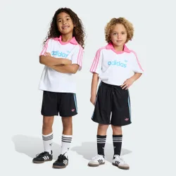 SET POLO E SHORT PINSTRIPE LOOSE 6-7A White / Black