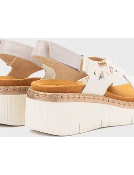 Sandalias de cuña de mujer de piel con suela extraligera en color - Pikolinos - FashionsVida