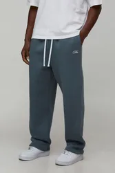 Mens Baggy Fit Man Script Joggers - Blue Cotton - Size Medium