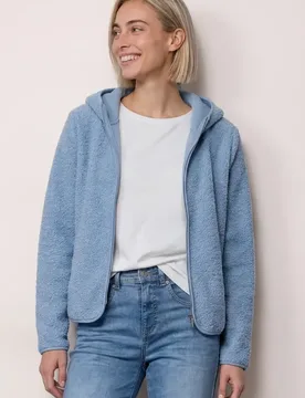 Teddy-Jacke mit Kapuze und Taschen female Blau - Street One - FashionsVida