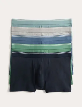 Pack Cotton Stretch Striped Hipsters Multi male - M&S - FashionsVida