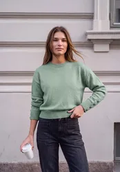 Street One Pullover mit Rundhals und Knopfdetails female Grün