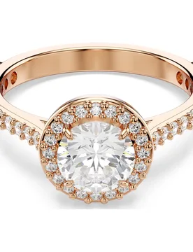 Anello cocktail Una Angelic, Taglio tondo, Pavé, Bianco, Finitura oro rosa 18K 58 - Swarovski - FashionsVida