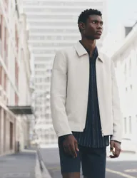 Lightweight Linen Blend Harrington Jacket Neutral male