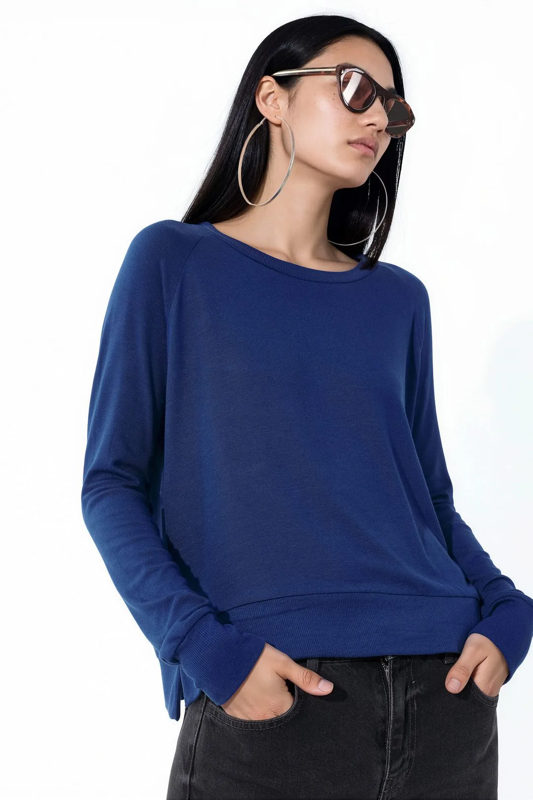 Womens Viscose Blend Sweater - Blue - Size Small - Busem - FashionsVida