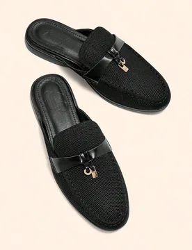 Zapatos planos tipo mula de slip-on negros de punto, de moda casual, versátiles y cómodos para el uso diario EUR38 - Shein - FashionsVida