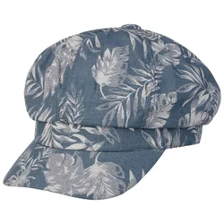 Allover Leaves Newsboy Cap by - denim - Damen - Size: S (55-56 cm)