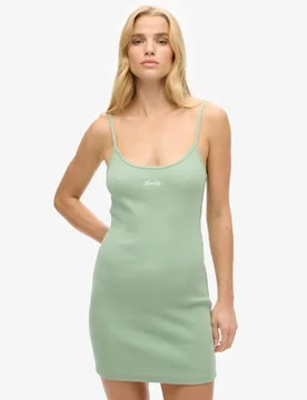Superdry Damen S Logo Trägerkleid Grün - Größe: 44 - 54.99 - FashionsVida
