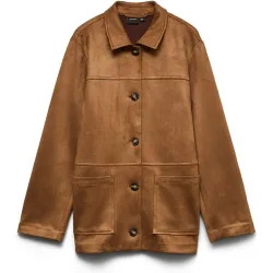 Chaqueta efecto ante abotonada de mujer