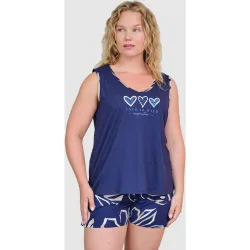 Pijama completo de mujer sin mangas con estampado corazones