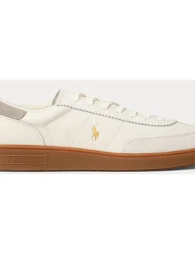 Zapatillas de hombre de piel y ante Blanco lavado deck-Tierra Gris - Polo Ralph Lauren - FashionsVida
