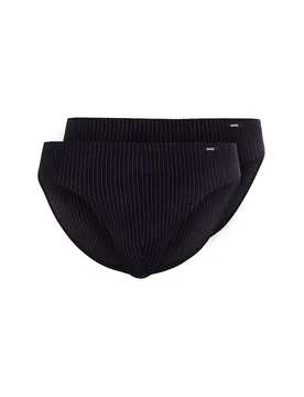 Slip brésilien lot de 2 COTTON ADVANTAGE rayures ombrées noir L - Skiny - FashionsVida